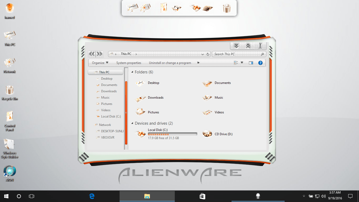 alienware skinpack x64 for windows10